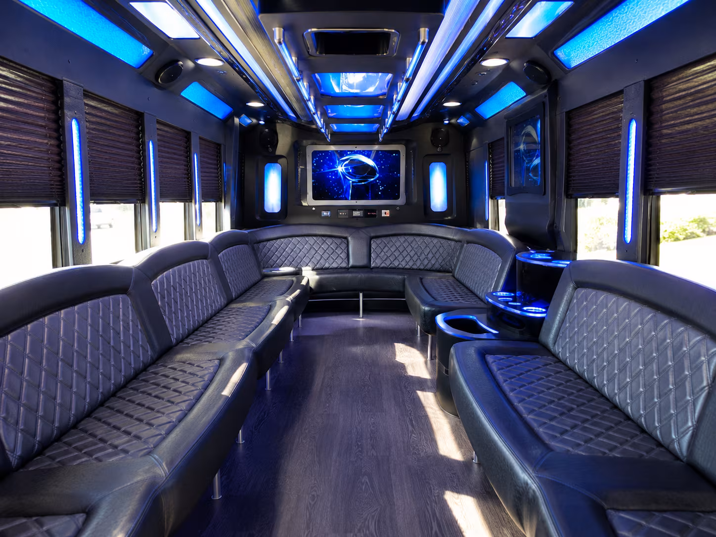 fullerton 28 passenger party bus inside