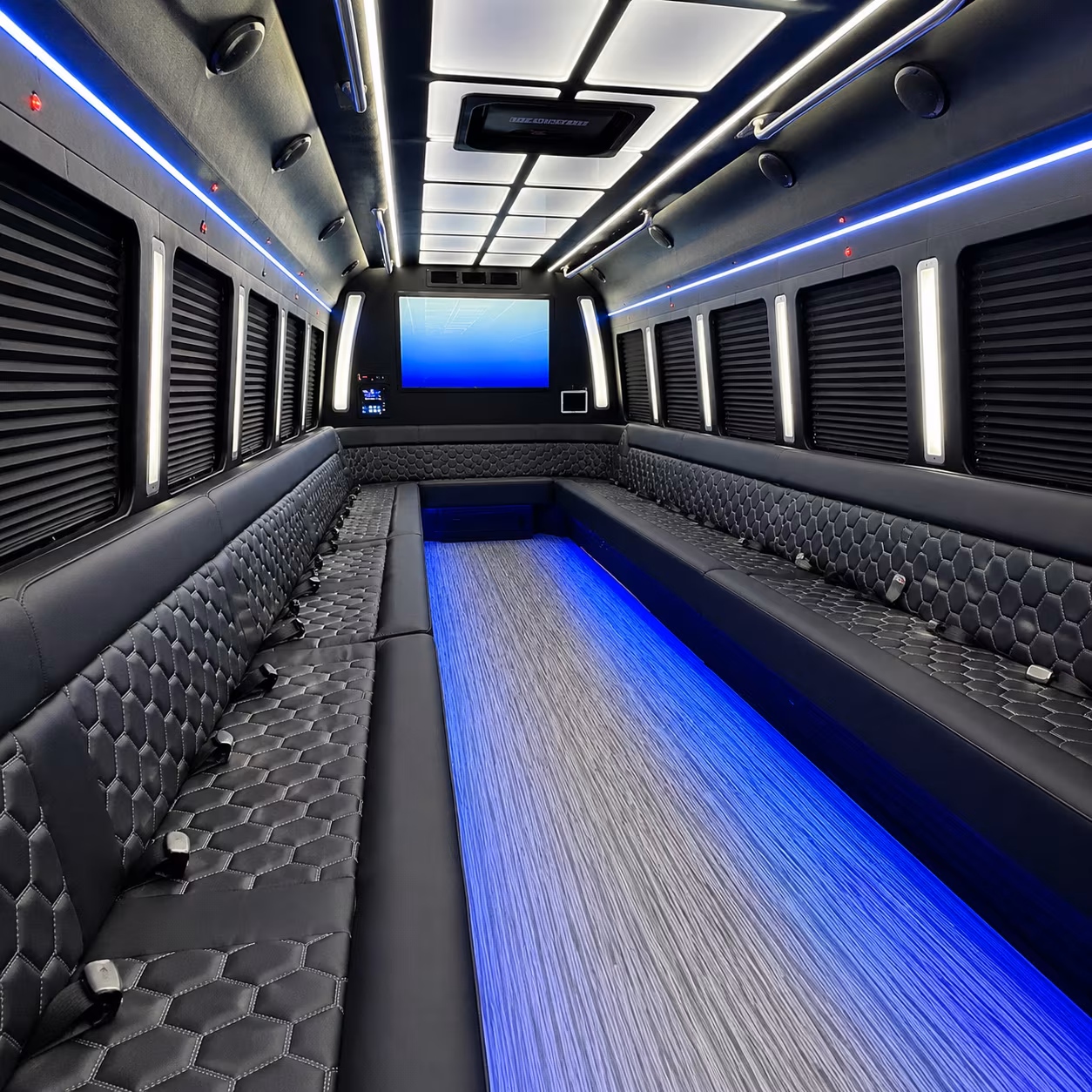 fullerton 50 passenger party bus inside