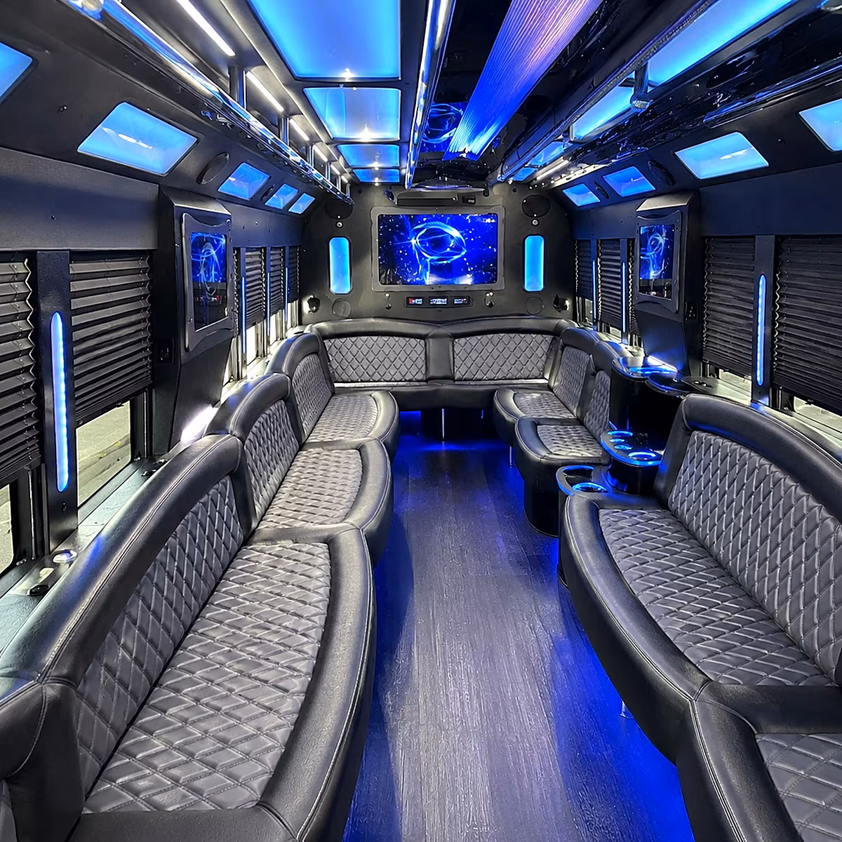 fullerton 50 passenger party bus interior